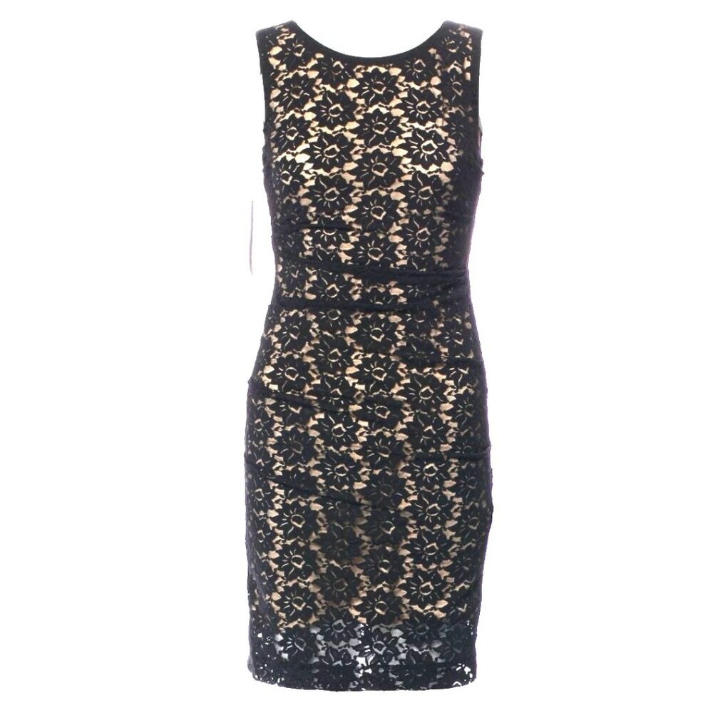 NWT NICOLE MILLER Nylon Lace Black/Nude Mini Dress size 6